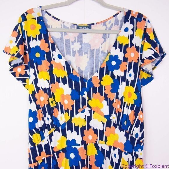 Modcloth Tie Back Floral Knit Midi‎ Dress, 2X - Picture 3 of 16